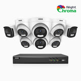 NightChroma<sup>TM</sup> NCK500 - 3K 16 Channel PoE Security System with 2 Bullet & 6 Turret Cameras, Acme Color Night Vision, f/1.0 Super Aperture, Active Alignment, Built-in Microphone, IP67 , All-Metal Housing