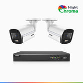 NightChroma<sup>TM</sup> NAK500 - Updated Version, 3K 8 Channel 2 Cameras TVI Security System, Acme Color Night Vision, 2960 × 1665 Resolution, f/1.0 Aperture (0.001 Lux), Built-in Microphone, IP67