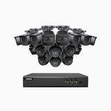 EL200 - 1080p 16 Channel Outdoor Wired Security CCTV System with 8 Bullet & 8 Turret Cameras, 3.6 MM Lens, Smart DVR with Human & Vehicle Detection, 66 ft Infrared Night Vision, 4-in-1 Output Signal, IP67