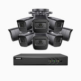 EL200 - 1080p 16 Channel Outdoor Wired Security CCTV System with 8 Cameras, 3.6 MM Lens, Smart DVR with Human & Vehicle Detection, 66 ft Infrared Night Vision, 4-in-1 Output Signal, IP67
