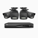 H500P - 3K 4 Channel 4 Cameras PoE Security System, Color & IR Night Vision, 3072*1728 Resolution, f/1.6 Aperture (0.005 Lux), Human & Vehicle Detection, Built-in Microphone,IP67