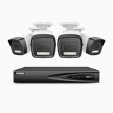 H500P - 3K 4 Channel 4 Cameras PoE Security System, Color & IR Night Vision, 3072*1728 Resolution, f/1.6 Aperture (0.005 Lux), Human & Vehicle Detection, Built-in Microphone,IP67