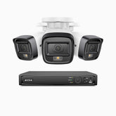 H500 - 3K Super HD 4 Channel 3 Cameras PoE Security System, Color & IR Night Vision, 3072 × 1728 @ 20fps, Smart Human & Vehicle Detection, Built-in Microphone, IP67