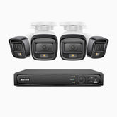 H500 - 3K Super HD 4 Channel 4 Cameras PoE Security System, Color & IR Night Vision, 3072 × 1728 @ 20fps, Smart Human & Vehicle Detection, Built-in Microphone, IP67