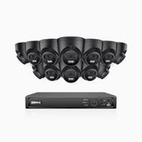 H500P - 3K 16 Channel 12 Cameras PoE Security System, Color & IR Night Vision, 3072*1728 Resolution, f/1.6 Aperture (0.005 Lux), Human & Vehicle Detection, Built-in Microphone,IP67