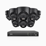 H500P - 3K 16 Channel 8 Cameras PoE Security System, Color & IR Night Vision, 3072*1728 Resolution, f/1.6 Aperture (0.005 Lux), Human & Vehicle Detection, Built-in Microphone,IP67