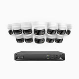 FDH800 - 16 Channel PoE Security System with 12 X 8MP UHD Dual Lens Cameras, 180° Panoramic View, Smart Dual Light Night Vision, Two-Way Audio, Active Siren & Alarm, Human & Vehicle Detection, IP67