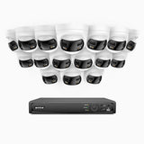 FDH800 - 16 Channel PoE Security System with 16 X 8MP UHD Dual Lens Cameras, 180° Panoramic View, Smart Dual Light Night Vision, Two-Way Audio, Active Siren & Alarm, Human & Vehicle Detection, IP67