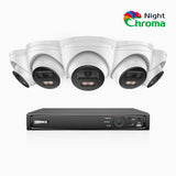 NightChroma<sup>TM</sup> NCK500 - 3K 8 Channel 5 Cameras PoE Security System, Acme Color Night Vision, f/1.0 Super Aperture, Active Alignment, Built-in Microphone, IP67 , All-Metal Housing
