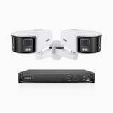 FDH600 - 8 Channel PoE Security System with 2 Dual Lens Cameras, 6MP Resolution, 180° Ultra Wide Angle, f/1.2 Super Aperture, Built-in Microphone, Active Siren & Alarm, Human & Vehicle Detection