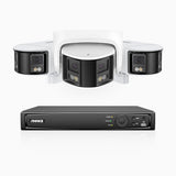 FDH600 - 8 Channel PoE Security System with 2 Bullet & 1 Turret Dual Lens Cameras, 6MP Resolution, 180° Ultra Wide Angle, f/1.2 Super Aperture, Built-in Microphone, Active Siren & Alarm, Human & Vehicle Detection