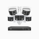 FDH600 - 8 Channel PoE Security System with 3 Bullet & 2 Turret Dual Lens Cameras, 6MP Resolution, 180° Ultra Wide Angle, f/1.2 Super Aperture, Built-in Microphone, Active Siren & Alarm, Human & Vehicle Detection