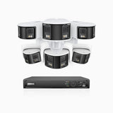 FDH600 - 8 Channel PoE Security System with 3 Bullet & 3 Turret Dual Lens Cameras, 6MP Resolution, 180° Ultra Wide Angle, f/1.2 Super Aperture, Built-in Microphone, Active Siren & Alarm, Human & Vehicle Detection