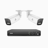 HZ804 - 4K 8 Channel 2 Cameras PoE Security System, 4X Optical Zoom, 2.8 - 12 MM Motorized Varifocal Lens, Smart Dual Light Night Vision, Motion Detection 2.0, Built-in Microphone, Siren & Strobe Alarm, Upgraded Version