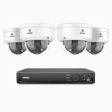 HZ804 - 4K 8 Channel 4 Cameras PoE Security System, 4X Optical Zoom, 2.8 - 12 MM Motorized Varifocal Lens, Smart Dual Light Night Vision, Motion Detection 2.0, Built-in Microphone, Siren & Strobe Alarm, Upgraded Version