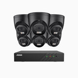 H500P - 3K 8 Channel 6 Cameras PoE Security System, Color & IR Night Vision, 3072*1728 Resolution, f/1.6 Aperture (0.005 Lux), Human & Vehicle Detection, Built-in Microphone,IP67