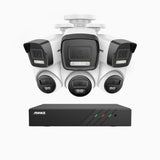 H500P - 3K 8 Channel PoE Security System with 3 Bullet & 3 Turret Cameras, Color & IR Night Vision, 3072*1728 Resolution, f/1.6 Aperture (0.005 Lux), Human & Vehicle Detection, Built-in Microphone,IP67