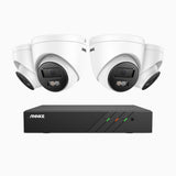 H500P - 3K 8 Channel 4 Cameras PoE Security System, Color & IR Night Vision, 3072*1728 Resolution, f/1.6 Aperture (0.005 Lux), Human & Vehicle Detection, Built-in Microphone,IP67