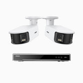 NightChroma<sup>TM</sup> NDK800 – 4K 8 Channel 2 Panoramic Dual Lens Cameras PoE Security System, f/1.0 Super Aperture, Acme Color Night Vision, Active Siren and Strobe, Human & Vehicle Detection, 2CH 4K Decoding Capability, Built-in Mic ,Two-Way Audio