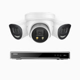 H800X - 4K 8 Channel PoE Security System with 2 Bullet & 1 Turret Cameras, 1/1.8'' BSI Sensor, f/1.6 Aperture (0.003 Lux), Siren & Strobe Alarm,Two-Way Audio, Human & Vehicle Detection, Perimeter Protection, Works with Alexa