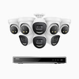 H800X - 4K 8 Channel PoE Security System with 4 Bullet & 4 Turret Cameras, 1/1.8'' BSI Sensor, f/1.6 Aperture (0.003 Lux), Siren & Strobe Alarm,Two-Way Audio, Human & Vehicle Detection, Perimeter Protection, Works with Alexa