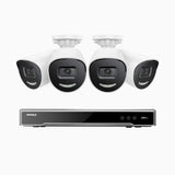 H800X - 4K 8 Channel 4 Cameras PoE Security System, 1/1.8'' BSI Sensor, f/1.6 Aperture (0.003 Lux), Siren & Strobe Alarm,Two-Way Audio, Human & Vehicle Detection, Perimeter Protection, Works with Alexa
