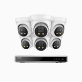 H800X - 4K 8 Channel 6 Cameras PoE Security System, 1/1.8'' BSI Sensor, f/1.6 Aperture (0.003 Lux), Siren & Strobe Alarm,Two-Way Audio, Human & Vehicle Detection, Perimeter Protection, Works with Alexa