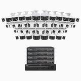 NightChroma<sup>TM</sup> NDK800 – 4K 64 Channel Panoramic Dual Lens PoE Security System with 20 Bullet & 20 Turret Cameras, f/1.0 Super Aperture, Acme Color Night Vision, Active Siren and Strobe, Human & Vehicle Detection, Built-in Mic ,Two-Way Audio