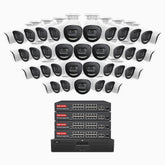 H800X - 4K 64 Channel 40 Cameras PoE Security System, 1/1.8'' BSI Sensor, f/1.6 Aperture (0.003 Lux), Siren & Strobe Alarm,Two-Way Audio, Human & Vehicle Detection, Perimeter Protection, Works with Alexa