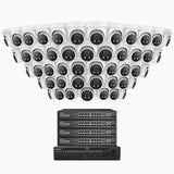 H800X - 4K 64 Channel 48 Cameras PoE Security System, 1/1.8'' BSI Sensor, f/1.6 Aperture (0.003 Lux), Siren & Strobe Alarm,Two-Way Audio, Human & Vehicle Detection, Perimeter Protection, Works with Alexa