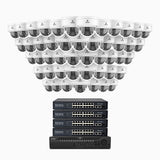HZ804 - 4K 64 Channel 48 Cameras PoE Security System, 4X Optical Zoom, 2.8 - 12 MM Motorized Varifocal Lens, Smart Dual Light Night Vision, Motion Detection 2.0, Built-in Microphone, Siren & Strobe Alarm, Upgraded Version