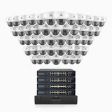 HZ804 - 4K 64 Channel 48 Cameras PoE Security System, 4X Optical Zoom, 2.8 - 12 MM Motorized Varifocal Lens, Smart Dual Light Night Vision, Motion Detection 2.0, Built-in Microphone, Siren & Strobe Alarm, Upgraded Version