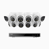 H800X - 4K 16 Channel PoE Security System with 2 Bullet & 10 Turret Cameras, 1/1.8'' BSI Sensor, f/1.6 Aperture (0.003 Lux), Siren & Strobe Alarm,Two-Way Audio, Human & Vehicle Detection, Perimeter Protection, Works with Alexa