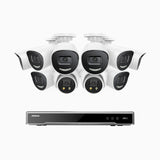 H800X - 4K 16 Channel PoE Security System with 8 Bullet & 2 Turret Cameras, 1/1.8'' BSI Sensor, f/1.6 Aperture (0.003 Lux), Siren & Strobe Alarm,Two-Way Audio, Human & Vehicle Detection, Perimeter Protection, Works with Alexa
