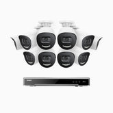 H800X - 4K 16 Channel 10 Cameras PoE Security System, 1/1.8'' BSI Sensor, f/1.6 Aperture (0.003 Lux), Siren & Strobe Alarm,Two-Way Audio, Human & Vehicle Detection, Perimeter Protection, Works with Alexa