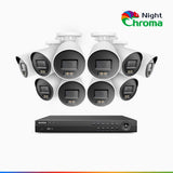 NightChroma<sup>TM</sup> NCK800 – 4K 16 Channel 10 Cameras PoE Security System, Acme Color Night Vision, 3840 × 2160 @ 30fps, Human & Vehicle Detection, Siren & Strobe Alarm, Two-Way Audio, All-Metal Housing
