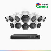 NightChroma<sup>TM</sup> NCK800 – 4K 16 Channel 12 Cameras PoE Security System, Acme Color Night Vision, 3840 × 2160 @ 30fps, Human & Vehicle Detection, Siren & Strobe Alarm, Two-Way Audio, All-Metal Housing