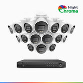 NightChroma<sup>TM</sup> NCK800 – 4K 16 Channel 16 Cameras PoE Security System, Acme Color Night Vision, 3840 × 2160 @ 30fps, Human & Vehicle Detection, Siren & Strobe Alarm, Two-Way Audio, All-Metal Housing