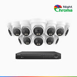 NightChroma<sup>TM</sup> NCK800 – 4K 16 Channel 12 Cameras PoE Security System, Acme Color Night Vision, 3840 × 2160 @ 30fps, Human & Vehicle Detection, Siren & Strobe Alarm, Two-Way Audio, All-Metal Housing
