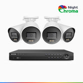 NightChroma<sup>TM</sup> NCK800 – 4K 8 Channel 4 Cameras PoE Security System, Acme Color Night Vision, 3840 × 2160 @ 30fps, Human & Vehicle Detection, Siren & Strobe Alarm, Two-Way Audio, All-Metal Housing