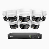FDH800 - 8 Channel PoE Security System with 8 8MP UHD Dual Lens Cameras, 180° Panoramic View, Smart Dual Light Night Vision, Two-Way Audio, Active Siren & Alarm, Human & Vehicle Detection, IP67