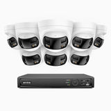 FDH800 - 8 Channel PoE Security System with 8 8MP UHD Dual Lens Cameras, 180° Panoramic View, Smart Dual Light Night Vision, Two-Way Audio, Active Siren & Alarm, Human & Vehicle Detection, IP67