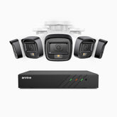 H500 - 3K Super HD 8 Channel 5 Cameras PoE Security System, Color & IR Night Vision, 3072 × 1728 @ 20fps, Smart Human & Vehicle Detection, Built-in Microphone, IP67