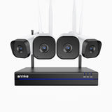 WS800 - 8MP Ultra HD 16 Channel 4 Cameras Wireless NVR Security System, 2.4/5.8G Dual-Band WiFi Pro, Human Motion Detection, Two-Way Audio, Night Vision, Works with Alexa