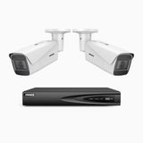 HZ800 - 4K 4 Channel PoE System with 2 pcs Optical Zoom Security Cameras, 1/2.5" Sony STARVIS Sensor, 2.8-12 mm Lens, 164 ft Color Night Vision, Face Detection & Behavior Analysis