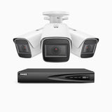 HZ800 - 4K 4 Channel PoE System with 3 pcs Optical Zoom Security Cameras, 1/2.5" Sony STARVIS Sensor, 2.8-12 mm Lens, 164 ft Color Night Vision, Face Detection & Behavior Analysis