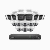H800 - 4K 16 Channel PoE Security System with 8 Bullet & 8 Dome (IK10) Cameras, Vandal-Resistant, Human & Vehicle Detection, EXIR 2.0 Night Vision, 123° FoV, Built-in Mic, RTSP Supported