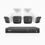 HZ800 - 4K 8 Channel PoE System with 4 pcs Optical Zoom Security Cameras, 1/2.5" Sony STARVIS Sensor, 2.8-12 mm Lens, 164 ft Color Night Vision, Face Detection & Behavior Analysis