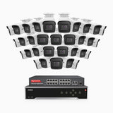 H800 - 4K 32 Channel 32 Cameras PoE Security System, Human & Vehicle Detection, EXIR 2.0 Night Vision, 123° FoV, Built-in Mic, RTSP Supported, 16-Port PoE Switch Included