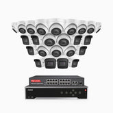 H800 - 4K 32 Channel PoE Security System with 10 Bullet & 14 Turret Cameras, Human & Vehicle Detection, EXIR 2.0 Night Vision, 123° FoV, Built-in Mic, RTSP Supported, 16-Port PoE Switch Included